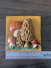 Morel Mushroom Ceramic Wall Plaque Hanging 1970s Retro Vintage picture