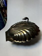 Large Sheridan Taunton Silversmiths E.P Brass LTD Silver Plated Swan Clam Bowl picture