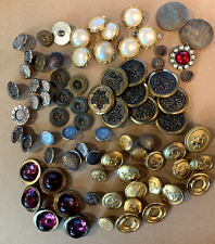 Lot of 80 Assorted Vintage & Antique Metal Buttons picture