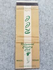Vtg FS Matchbook Cover Ridgewood Country Club Waco Texas Golfer picture