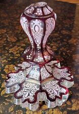 AS-IS Antique 19th Century Bohemian Ruby Overlay Glass 
