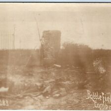 c1917 WWI RPPC Battlefield Near Cambrai, France Ruins War Casualties Photo A161 picture