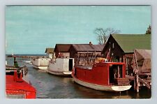 Leland MI-Michigan, Fishing Docks, Boats On Water Sitting, Vintage Postcard picture