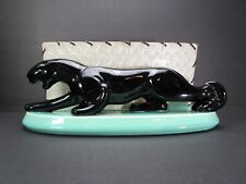 MCM Haeger Pottery Black Panther TV Lamp Turquoise Base Fiberglass Shade Vintage picture
