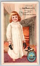 John Mundell Victorian Trade Card, Little Boy / Girl  Shoes for Children picture
