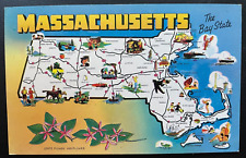 Vintage Postcard 1960's Tourist Map of Massachusetts (MA) picture