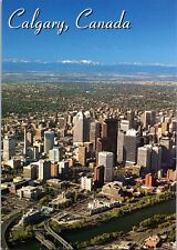Postcard Aerial View Downtown Calgary, Canada w/Canadian Rockies picture