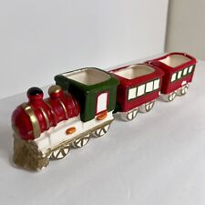 Vintage Frankel Hand Painted Ceramic Christmas Train Planter - Set 3 Pieces READ picture