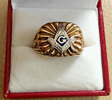 VTG Solid 10K Gold Masonic Men's Ring: Size 10.25; 12.0 Grams; A Gift From 1952 picture