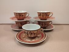 Vintage Keramikos Athens-Greece Handmade Demitasse Cups/Saucers - 5 Sets picture