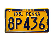 1951 Pennsylvania passenger License Plate in Good all original condition 8P 436 picture