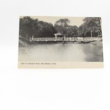 Divided Back Postcard Lake in Ingersoll Park Des Moines Iowa IA 1909 Bridge picture