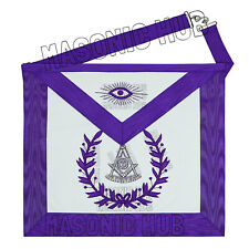 Regal Craftsmanship Masonic Past Master Lambskin Apron with Elegant Purple Emb picture