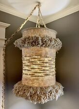 Les Ateliers Taggart Vintage 1970s Large Wool Shag Hanging Light Lamp Boho 29” picture