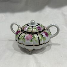 Hand Painted Nippon Melon Shape Sugar Bowl With Lid. picture