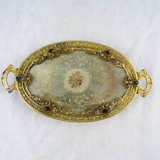 Antique Ornate Gold Brass Plated SilverCraft Vanity Tray 11-1/4