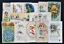 LOT antique 14pc BIRTHDAY EASTER CHRISTMAS POSTCARDS nottingham pa Coates family picture