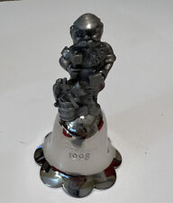 Wallace Silversmiths Large Santa Bell  1998 Pewter Silver Plated Bell. picture