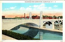 Glen Falls New York Bridge Over Hudson River Vintage Postcard picture