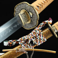 Traditional Japanese Samurai Sword High Qulaity Clay Tempered Katana Brass Tsuba picture