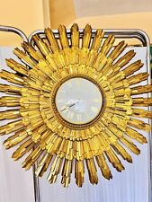 Vintage Sunburst Wall Clock Large Syroco Gold 22 Inch Mid Century Modern  Nice picture
