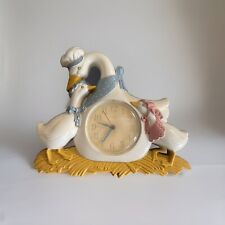 Vintage Burwood USA Quartz Wall Clock Goose Mother & Baby Geese Works picture