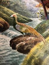 Magnificent Antique Asian Hand Stitched Silk Pheasant Art Framed ~23x17.5 picture
