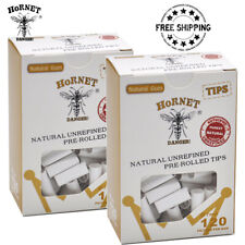 HORNET 240 X PRE ROLLED 7MM UnRefined Cigarette Filter Rolling Paper Tips-WHITE picture
