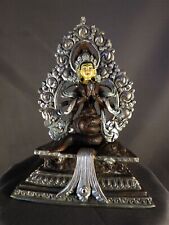 Hinduism Buddhism Goddess Naga kanya Queen Gold Face Copper Silver Oxide Statue picture
