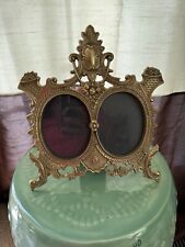 Vintage Victorian Ornate Brass Double Picture Table Frame picture