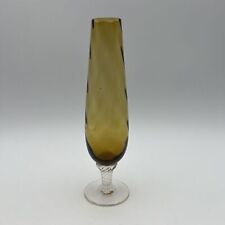 Vtg Empoli Amber Optic Blown Art Glass Bud Vase 8
