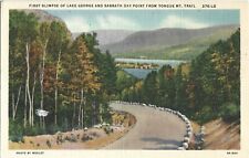 Postcard First Glimpse Of Lake George And Sabbath Day Point New York Vtg Linen picture