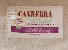 Vintage Canberra Blanket Ivory Wool Lithgow Mill Moth Proof Rare 72X90 Australia picture