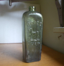 J.J.W.PETERS EMB DOG & BIRD CASE GIN BOTTLE RIBBED SIDES PRETTY GREEN COLOR picture