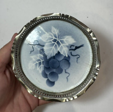 Vintage MD Signed Porcelain White Blue Grapes Fruit 3181 Wine Coaster Germany picture