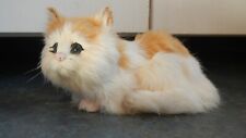Vintage Orange White Ginger Kitten Kitty Cat Genuine Fur Figurine picture
