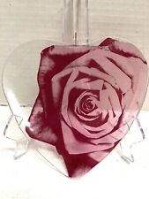 Vintage Annie Glass Heart Rose Plate Red Pink Love Gift USA Signed 32/32 Ex Cond picture