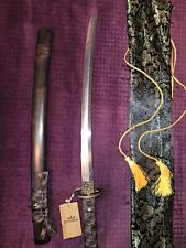 T10 Steel Feather Pattern Wakizashi Sword Katana Ebony Wood Real Hamon X-Sharp picture