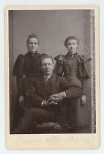 Antique c1890s Cabinet Card Portrait of Father, Mother & Daughter Fredonia, NY picture