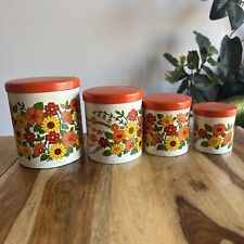 Retro Vintage Willow Tins Kitschy Floral  Cottage Nostalgia Set Of 4 Canisters picture