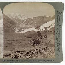 Great St Bernard Pass Stereoview 1901 Underwood Switzerland Lake Monastery H1588 picture
