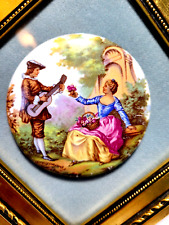 Vtg Clifford Art Studio Hand Painted Courting Couple Framed Medallion picture