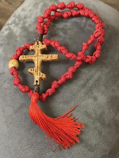 Orthodox Prayer Rope, Red Paracord, 50 knots, Handmade Cross picture