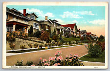 Vintage Postcard WA Seattle Fancy Residential Street Houses Flowers -1733 picture