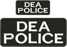 DEA POLICE embroidery Patches 4x10 2x5 Hook White Letters picture