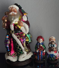 3 Thomas Pacconi Classics 1 X - Large Blown Glass Santa Claus Figure & 2 Smaller picture