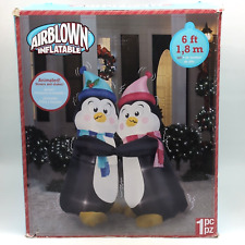 Gemmy 6' Animated Airblown Christmas Penguins Inflatable Shivers Shakes RARE HTF picture