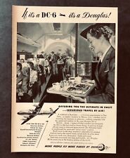 1948 Douglas DC-6 Airplane Advertisement Stewardess Serving Travel Vtg Print AD picture