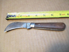Vintage SABRE 645 Hawksbill Pruning pocket Knife Wooden Handle Folding JAPAN picture