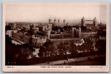 RPPC Tower and Tower Bridge London England Real Photo 1902-1916 Postcard picture